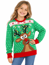 KIDS LONG SLEEVE CHRISTMAS GRAPHIC PULLOVER SWEATER