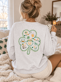 WOMEN'S LONG SLEEVE CLOVER STITCHED GRAPHIC PULLOVER SWEATER
