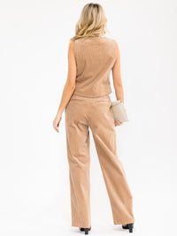 WOMEN'S SLEEVELESS VEST & WIDE LEG PANTS CORDUROY 2PC. SET