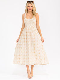 WOMEN'S SLEEVELESS SMOCK BACK CUT OUT MAXI DRESS
