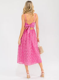 WOMEN'S SLEEVELESS OPEN BACK LACE FLORAL MAXI DRESS