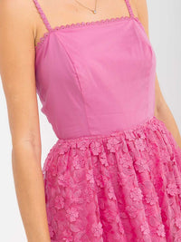 WOMEN'S SLEEVELESS OPEN BACK LACE FLORAL MAXI DRESS