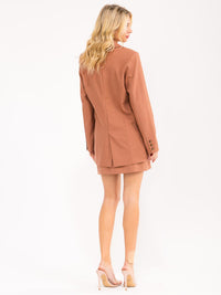 WOMEN'S LONG SLEEVE BLAZER & ZIP UP MINI SKIRT SOLID 2PC. SET