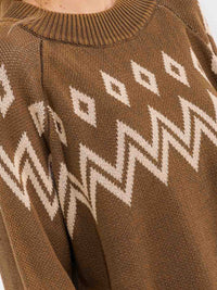 WOMEN'S LONG SLEEVE MULTI PRINT PULLOVER SWEATER