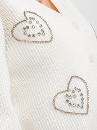 WOMEN'S LONG SLEEVE BUTTON UP STUDS KNIT SWEATER