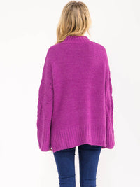 WOMEN'S LONG SLEEVE MOCK NECK KNIT OVERSIZED PULLOVER SWEATER