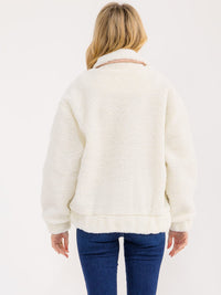 WOMEN'S LONG SLEEVE ZIP UP FRONT POCKETS SHERPA JACKET