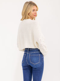 WOMEN'S LONG SLEEVE DETAILED KNIT PULLOVER SWEATER