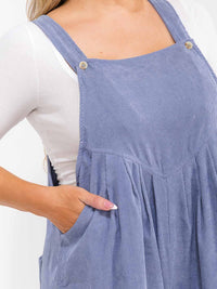 PLUS SIZE SLEEVELESS SQUARE NECK POCKETS WIDE LEG CORDUROY JUMPSUIT