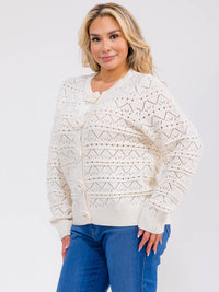 PLUS SIZE LONG SLEEVE BUTTON CLOSURE KNIT SWEATER