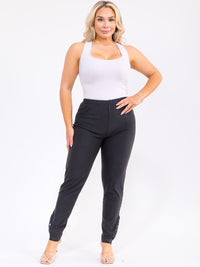 PLUS SIZE ELASTIC WAIST CROCHET LEG DETAILED SKINNY LEGGINGS