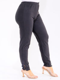 PLUS SIZE ELASTIC WAIST CROCHET LEG DETAILED SKINNY LEGGINGS