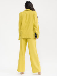 WOMEN'S LON SLEEVE BLAZER & BUTTON CLOSURE PANTS SOLID 2PC. SET