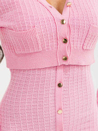 WOMEN'S LONG SLEEVE CARDIGAN & SLEEVELESS MINI DTESS RIBBED 2PC. SET
