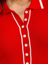 WOMEN'S LONG SLEEVE BUTTON UP RIBBED BODYCON MAXI DRESS