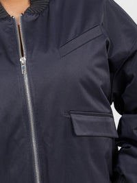 WOMEN'S LONG SLEEVE ZIPPER CLOSURE FRONT POCKETS BOMBER JACKET