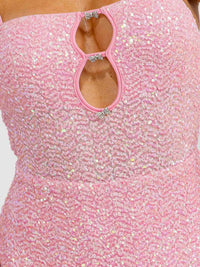 WOMEN'S SLEEVELESS FRONT KEYHOLE BODYCON SEQUINS BOWS MINI DRESS