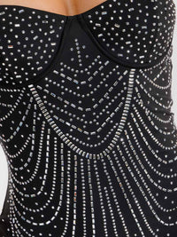 WOMEN'S SLEEVELESS BODYCON RHINESTONES MINI DRESS