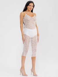 WOMEN'S SLEEVELESS V-NECK SEQUINS BODYCON MIDI DRESS
