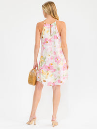 WOMEN'S SLEEVELESS HALTER NECK FLORAL TUNIC MINI DRESS