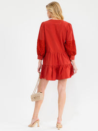 WOMEN'S LONG SLEEVE BUTTON UP FRONT POCKETS DETAILED MINI DRESS