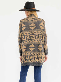 WOMEN'S LONG SLEEVE OPEN FRONT MULTI PRINT CARDIGAN