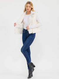 WOMEN'S SLEEVELESS ZIPPER CLOSURE FRONT POCKETS SHERPA VEST