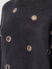 WOMEN'S LONG SLEEVE DETAILED OVERSIZED KNIT PULLOVER SWEATER