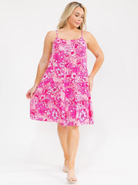 PLUS SIZE SLEEVELESS HALTER NECK FLORAL TUNIC MINI DRESS