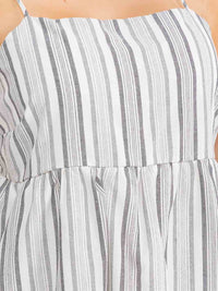 PLUS SIZE SLEEVELESS OPEN BACK STRIPES MINI DRESS