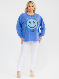 PLUS SIZE LONG SLEEVE GRAPHIC TOP