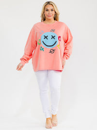 PLUS SIZE LONG SLEEVE GRAPHIC TOP
