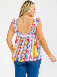 PLUS SIZE SLEEVELESS SQUARE NECK MULTI TUNIC TOP