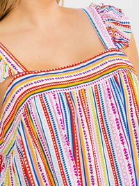 PLUS SIZE SLEEVELESS SQUARE NECK MULTI TUNIC TOP