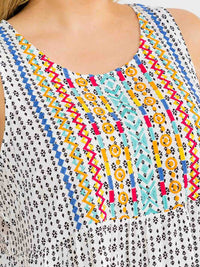 PLUS SIZE SLEEVELESS MULTI EMBROIDERY TANK TOP