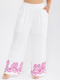 PLUS SIZE SHORT SLEEVE BLOUSE & ELASTIC WAIST PANTS MULTI PRINT 2PC. SET