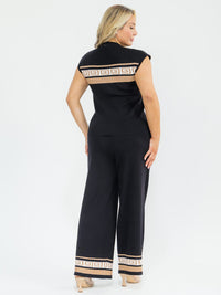 PLUS SIZE SLEEVELESS BLOUSE & ELASTIC WAIST PANTS SHIMMER DETAILED 2PC. SET