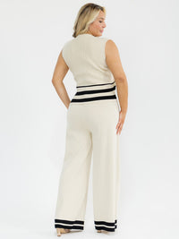 PLUS SIZE SLEEVELESS BLOUSE & ELASTIC WAIST PANTS SHIMMER DETAILED 2PC. SET (Copy)