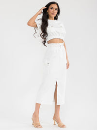 WOMEN'S SHORT SLEEVE TOP & ELASTIC WAIST MAXI SKIRT SOLID 2PC. SET