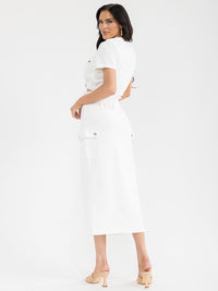 WOMEN'S SHORT SLEEVE TOP & ELASTIC WAIST MAXI SKIRT SOLID 2PC. SET