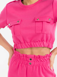 WOMEN'S SHORT SLEEVE TOP & ELASTIC WAIST MAXI SKIRT SOLID 2PC. SET