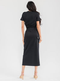 WOMEN'S SHORT SLEEVE TOP & ELASTIC WAIST MAXI SKIRT SOLID 2PC. SET