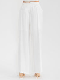 WOMEN'S ELASTIC WAIST FRONT POCKETS WIDE LEG PALAZZO EMBROIDERY FLORAL PANTS