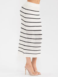 WOMEN'S ELASTIC WAIST COLORBLOCK KNIT MAXI SKIRT