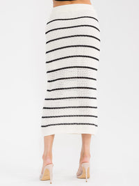 WOMEN'S ELASTIC WAIST COLORBLOCK KNIT MAXI SKIRT