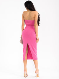 WOMEN'S SLEEVELESS TUBE KNIT SEQUINS BODYCON MIDI DRESS