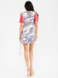WOMEN'S SHORT SLEEVE GRAPHIC TUNIC MULTI PRINT MINI DRESS
