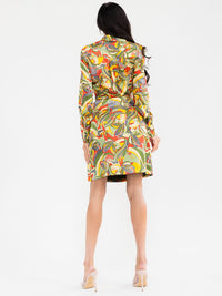 WOMEN'S LONG SLEEVE BLOUSE & ZIP UP MINI SKIRT MULTI PRINT 2PC. SET