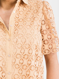 WOMEN'S SHORT SLEEVE BLOUSE & ELASTIC WAIST SHORTS CROCHET 2PC. SET