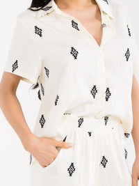 WOMEN'S SHORT SLEEVE BLOUSE & ELASTIC WAIST PANTS MULTI PRINT 2PC. SET